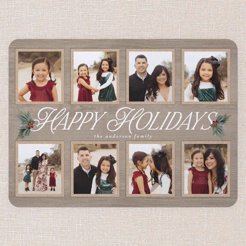 Woodland Sprigs Holiday Card, Beige, 6x8 Flat, Holiday, 100% Recycled Cardstock , Rounded, Cream