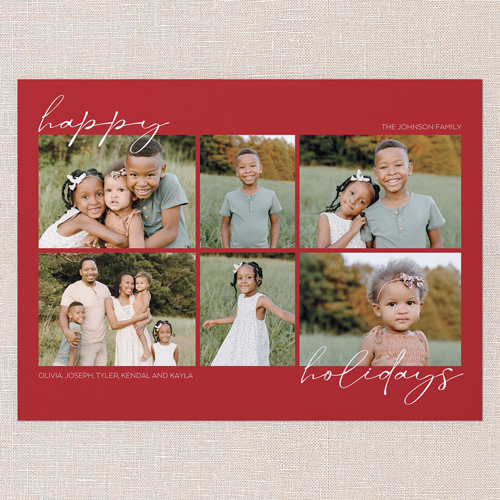 Minimal Greetings Holiday Card, Red, 6x8 Flat, Holiday, Luxe Double-Thick Cardstock, Square, Apple