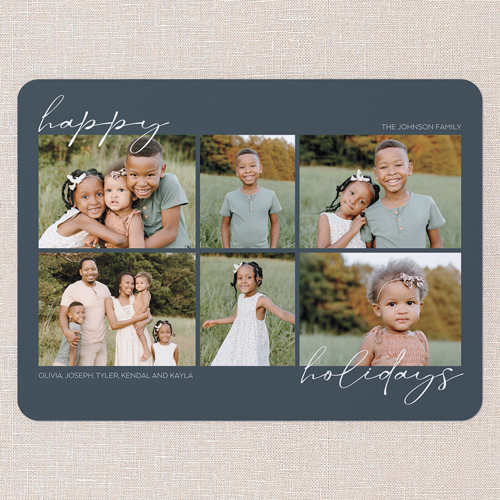 Minimal Greetings Holiday Card, Blue, 6x8 Flat, Holiday, Signature Smooth Cardstock, Rounded, Wave