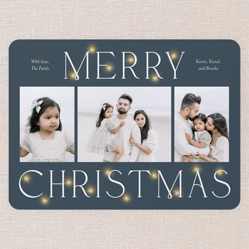 Luminous Glow Holiday Card, Blue, 6x8 Flat, Christmas, 100% Recycled Cardstock , Rounded, Slate Blue