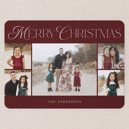 Serene Simplicity Holiday Card, Red, 6x8 Flat, Christmas, Pearl Shimmer Cardstock, Rounded, Red