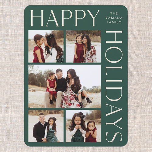 Elegant Grid Holiday Card, Blue, 6x8 Flat, Holiday, 100% Recycled Cardstock , Rounded, Lake