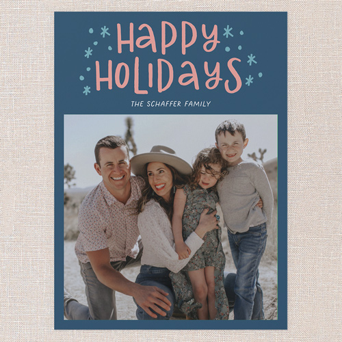 Festive Doodles Holiday Card, Blue, 6x8 Flat, Holiday, Pearl Shimmer Cardstock, Square, Nautical