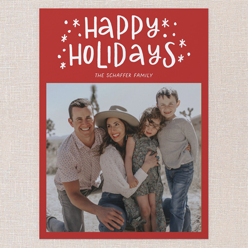 Festive Doodles Holiday Card, Red, 6x8 Flat, Holiday, Pearl Shimmer Cardstock, Square, Radish