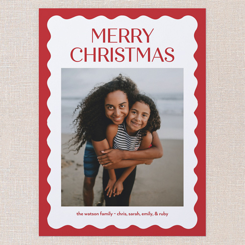 Red Wave Holiday Card, Red, 6x8 Flat, Christmas, Pearl Shimmer Cardstock, Square, Red