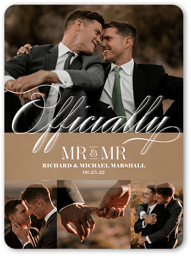 Officially Mr  Wedding Announcement, Brown, 6x8 Flat, 100% Recycled Cardstock , Rounded