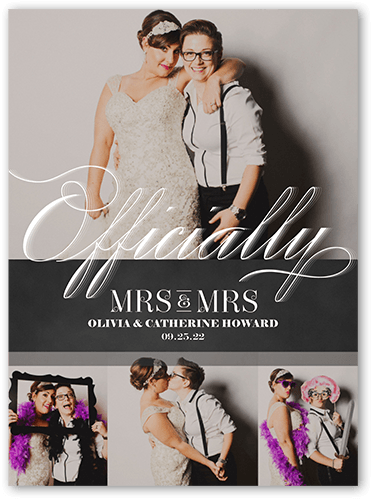Officially Mrs Wedding Announcement, Grey, 6x8 Flat, Signature Smooth Cardstock, Square