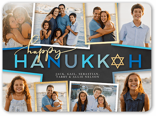 Stately Star Hanukkah Card, Blue, 6x8 Flat, Hanukkah, Pearl Shimmer Cardstock, Rounded