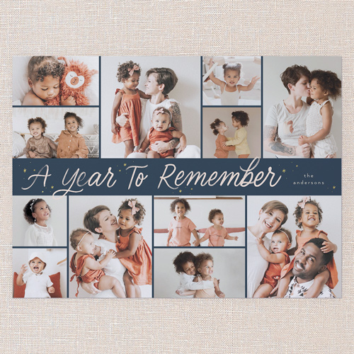 Starry Reflections New Year's Card, Blue, 6x8 Flat, New Year, Luxe Double-Thick Cardstock, Square, Indigo