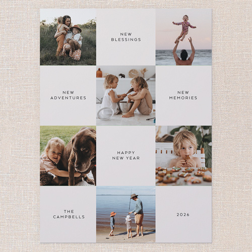 Grid Reflections New Year's Card, Beige, 6x8 Flat, New Year, Signature Smooth Cardstock, Square, Beige