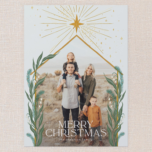 Brightest Star Religious Christmas Card, Yellow, 6x8 Flat, Religious, Signature Smooth Cardstock, Square, Golden