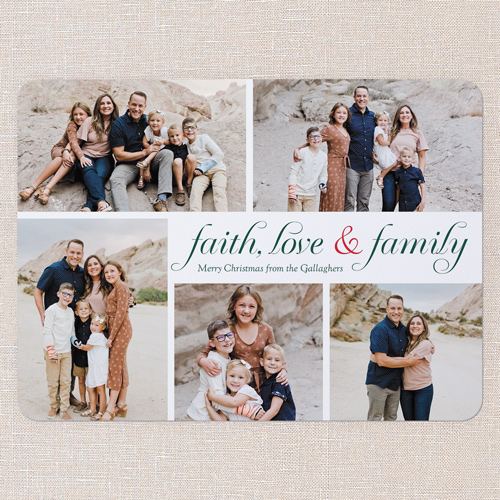 Faith Family Religious Christmas Card, White, 6x8 Flat, Religious, Signature Smooth Cardstock, Rounded, White