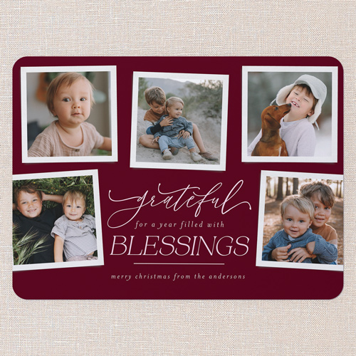 Blessed Gallery Religious Christmas Card, Red, 6x8 Flat, Religious, 100% Recycled Cardstock , Rounded, Velvet