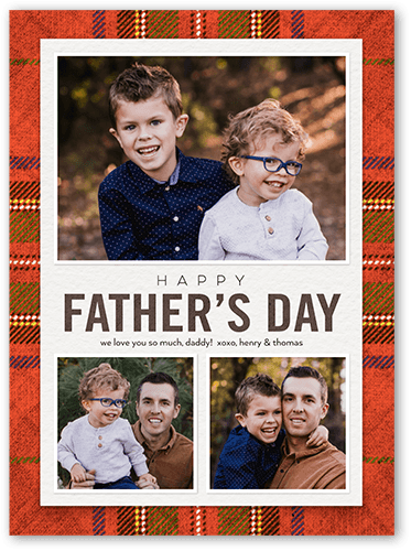 Plaid Gift Father's Day Card, Red, 6x8 Flat, Pearl Shimmer Cardstock, Square