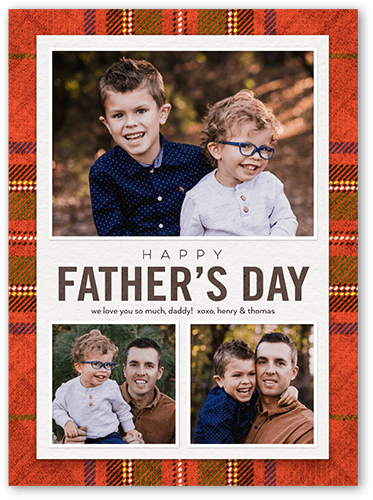 Plaid Gift Father's Day Card, Red, 6x8 Flat, Pearl Shimmer Cardstock, Square, Cinnamon