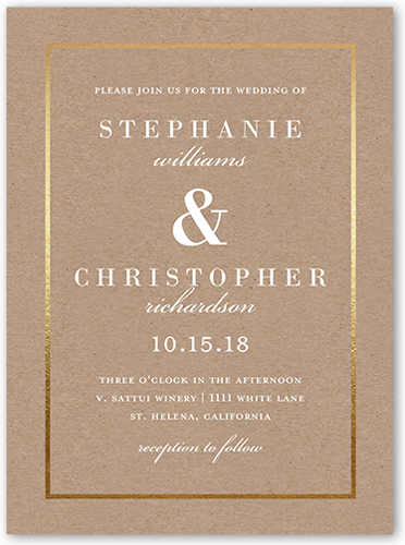 Simple Solid Frame Wedding Invitation, Square Corners