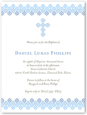 filigree cross blue baptism invitation 4x5 flat