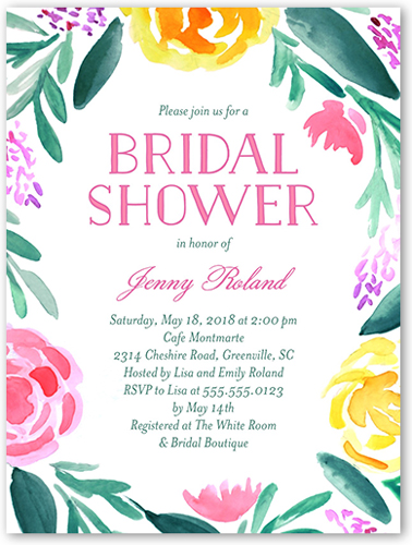 Brushed Flowers 4x5 Bridal Shower Invitation | Shutterfly