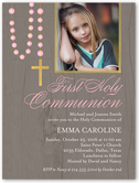lovely rosary girl communion invitation 4x5 flat