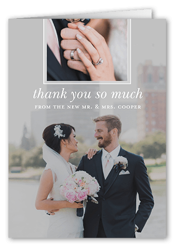 Layered Photos Thank You Card, Grey, 3x5, White, Matte, Folded Smooth Cardstock