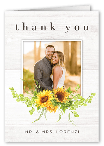 Bright Sunflower Thank You Card, White, 3x5, Matte, Folded Smooth Cardstock
