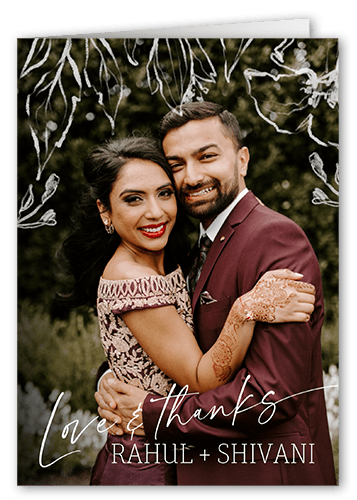 Charcoal Sprays Wedding Thank You Card, Black, 3x5, Matte, Folded Smooth Cardstock