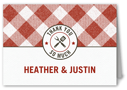 Backyard Banquet Thank You Card, Red, 3x5, Matte, Folded Smooth Cardstock, Red