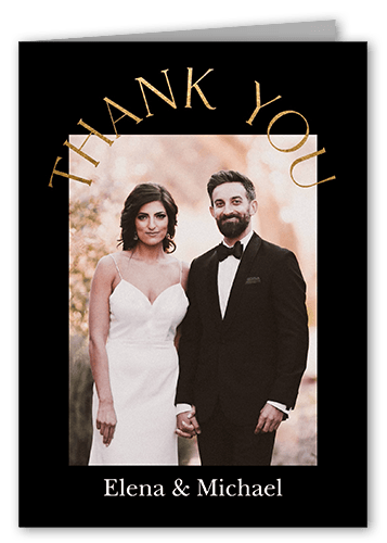 Luminous Cycle Thank You Card, Yellow, 3x5, Matte, Folded Smooth Cardstock, Golden