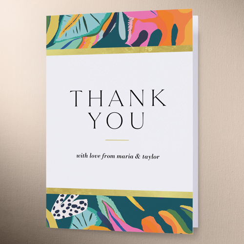 Vibrant Garden Wedding Thank You Card, Blue, 3x5, Matte, Folded Smooth Cardstock, Seabrook