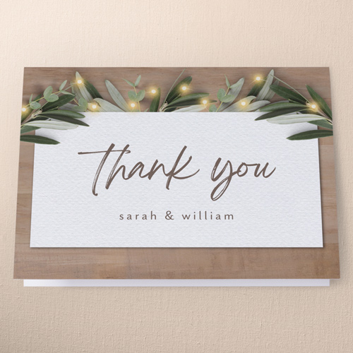 Laurel Accent Wedding Thank You Card, Beige, 3x5, Write Your Own Greeting, Matte, Folded Smooth Cardstock