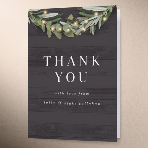 Wooden Wonders Wedding Thank You Card, Black, 3x5, Matte, Folded Smooth Cardstock