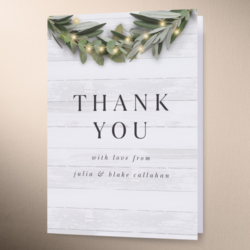 Wooden Wonders Wedding Thank You Card, White, 3x5, Matte, Folded Smooth Cardstock