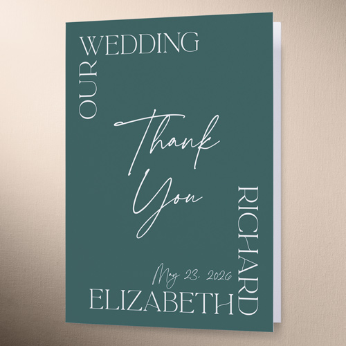 All Around Wedding Thank You Card, Green, 3x5, Matte, Folded Smooth Cardstock
