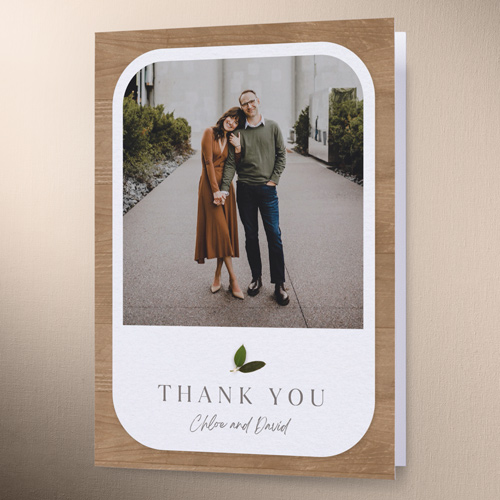 Illuminated Leaves Wedding Thank You Card, Beige, 3x5, Matte, Folded Smooth Cardstock, Latte