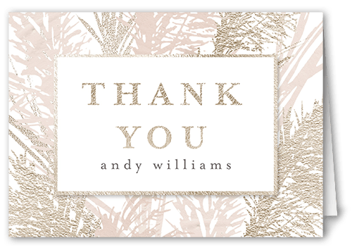 Gentle Forest Thank You Card, Pink, 3x5, Matte, Folded Smooth Cardstock, Blush
