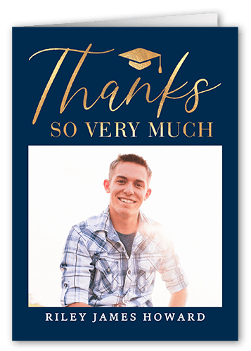 Clear Thank You Card, Blue, 3x5, Matte, Folded Smooth Cardstock
