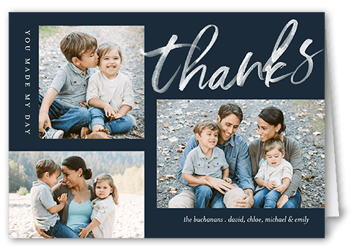 Watercolor Thankfulness Thank You Card, Black, 3x5, Matte, Folded Smooth Cardstock