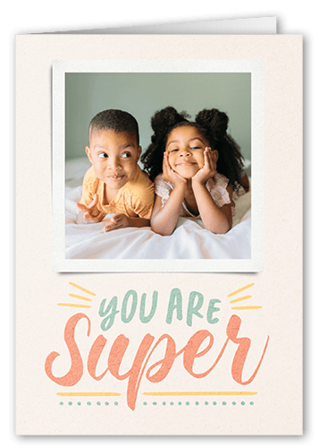 You are Super Thank You Card, Beige, 3x5, Matte, Folded Smooth Cardstock, Adobe Blush