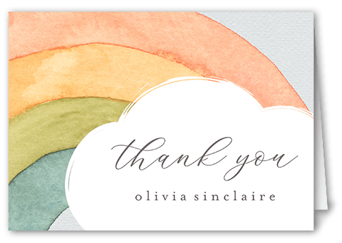 Drawing Rainbow Thank You Card, White, 3x5, Matte, Folded Smooth Cardstock, White