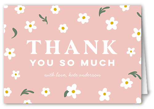 Distinguished Daisy Thank You Card, Pink, 3x5, Matte, Folded Smooth Cardstock, Ballet Slipper