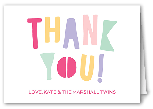 Double The Trouble Thank You Card, Pink, 3x5, Matte, Folded Smooth Cardstock