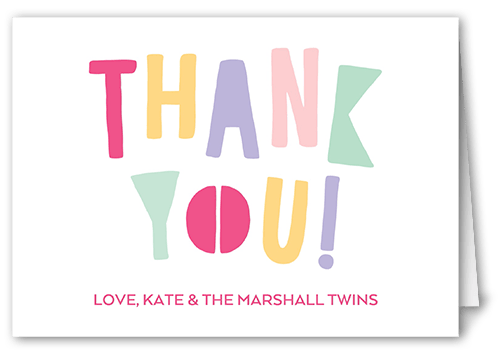 Double The Trouble Thank You Card, Pink, 3x5, Matte, Folded Smooth Cardstock, Poppy