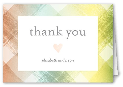 Bright Plaid Thank You Card, Beige, 3x5, Matte, Folded Smooth Cardstock