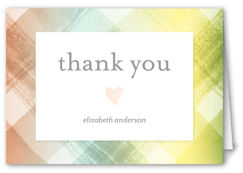 Bright Plaid Thank You Card, Beige, 3x5, Matte, Folded Smooth Cardstock, Pueblo