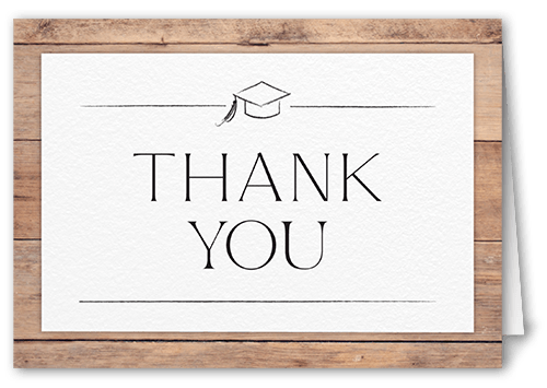 Classy Commencement Thank You Card, White, 3x5, Matte, Folded Smooth Cardstock, White