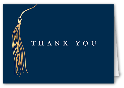 Drawn Tassel Thank You Card, Blue, 3x5, Matte, Folded Smooth Cardstock