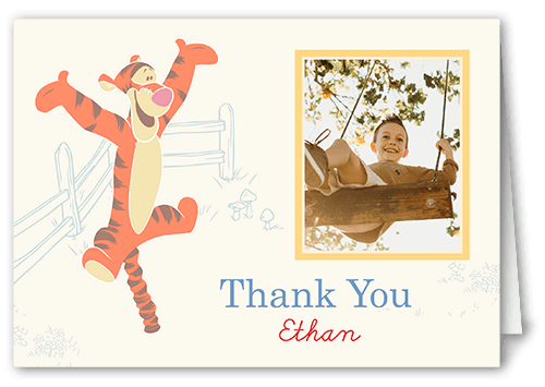 Disney Winnie the Pooh Birthday Thank You Card, White, 3x5, Matte, Folded Smooth Cardstock, White
