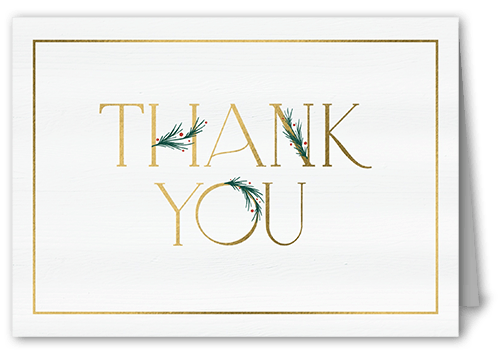 Art Deco Evergreen Thank You Card, White, 3x5, Matte, Folded Smooth Cardstock, White