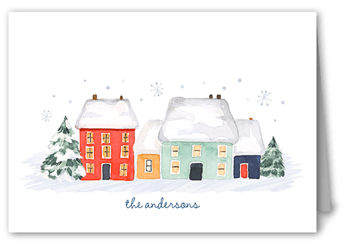 Winter Village Thank You Card, White, 3x5, Matte, Folded Smooth Cardstock