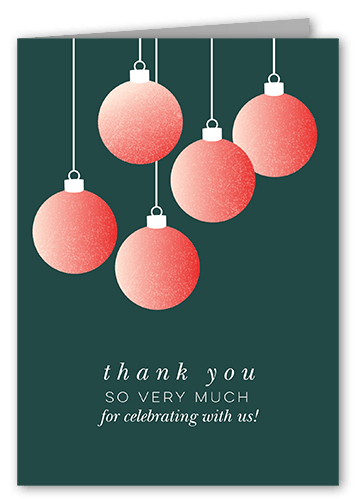 Editable Ornaments Thank You Card, Green, 3x5, Write Your Own Greeting, Matte, Folded Smooth Cardstock, Seaweed